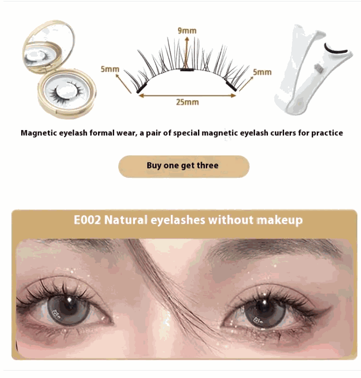 NuraGlow false lashes without glue – Reusable Natural Lashes with Lash Curler