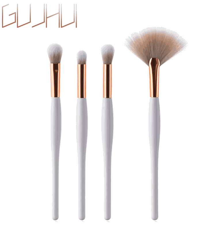 8-piece makeup brush set with black handles and silver ferrules for professional makeup application